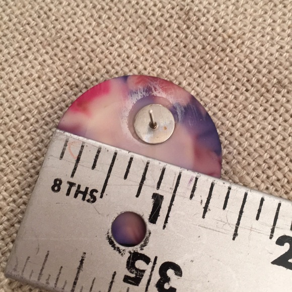 Vintage Purple Glitter Floral Button Earrings - Picture 4 of 8